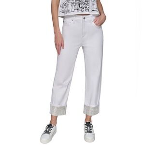 NWT Karl Lagerfeld Crystal-Cuff Jeans